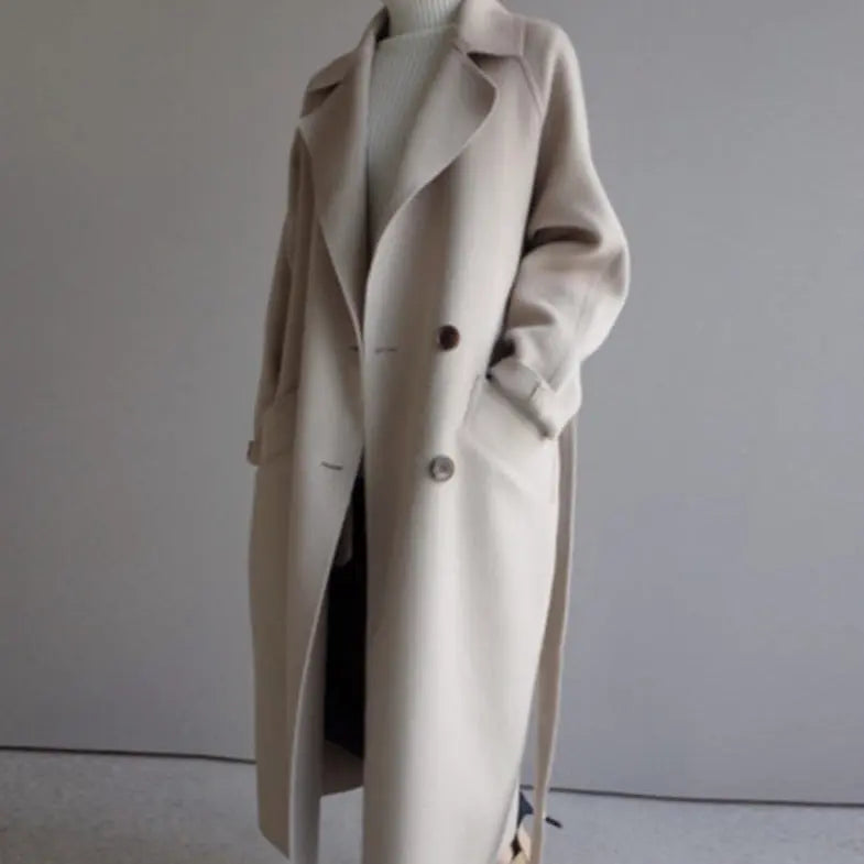 Nadjain | Women's Warm Trench Coat | Long Sleeve Luvy Boutique
