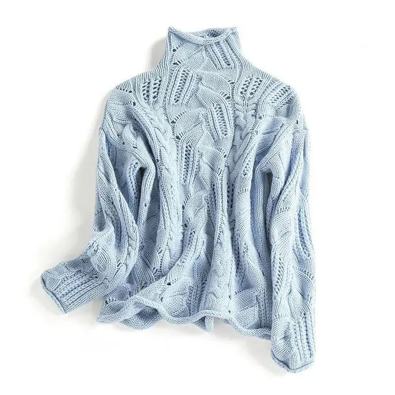 Alice | Women Turtleneck Cable Pattern Sweater Luvy Boutique