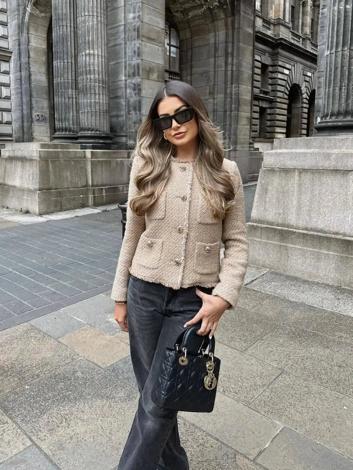Delilah | Stylish Tweed Cropped Jacket Luvy Boutique