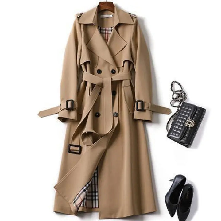 Christai | Women's Long Trench Coat | Buttoned Down Jacket Luvy Boutique