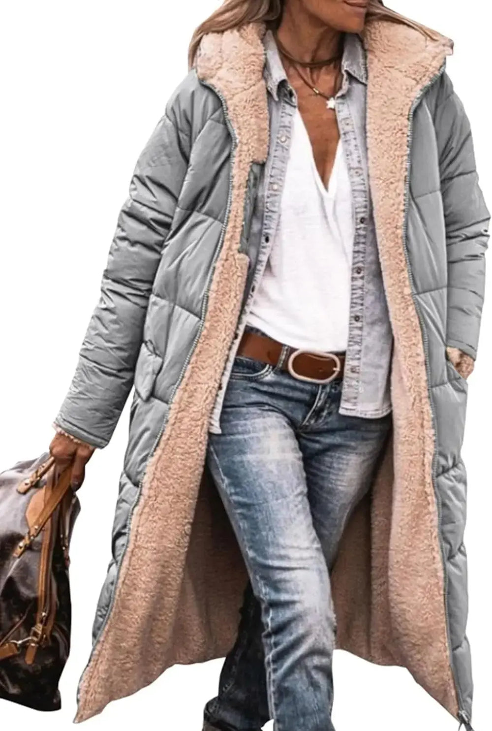 Scarlett | Long Puffer Coat with Fleece Lining and Hood Luvy Boutique