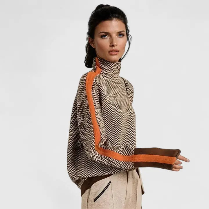 Harper | Women’s Turtleneck Pattern Long Sleeve Sweater Luvy Boutique