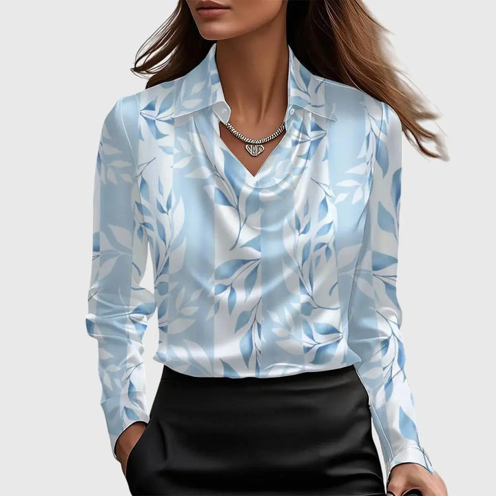 Brooklyn | Women Satin Cowl Neck Long Sleeve Blouse Luvy Boutique
