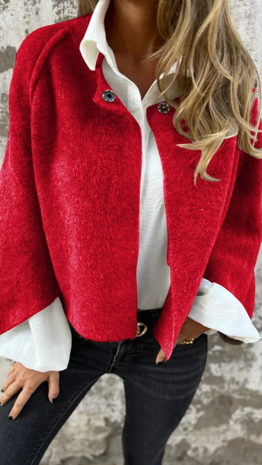 Ava | Women's wool coat with a round neckline and long sleeves Luvy Boutique