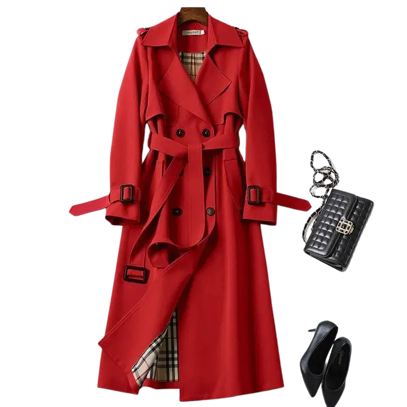 Christai | Women's Long Trench Coat | Buttoned Down Jacket Luvy Boutique