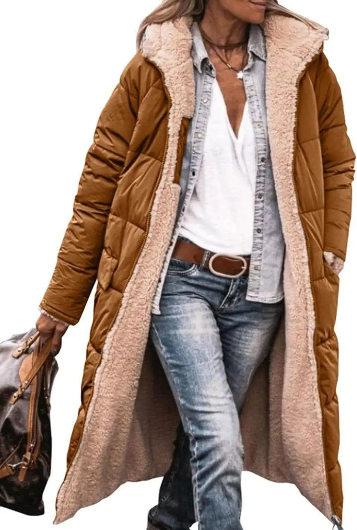 Scarlett | Long Puffer Coat with Fleece Lining and Hood Luvy Boutique