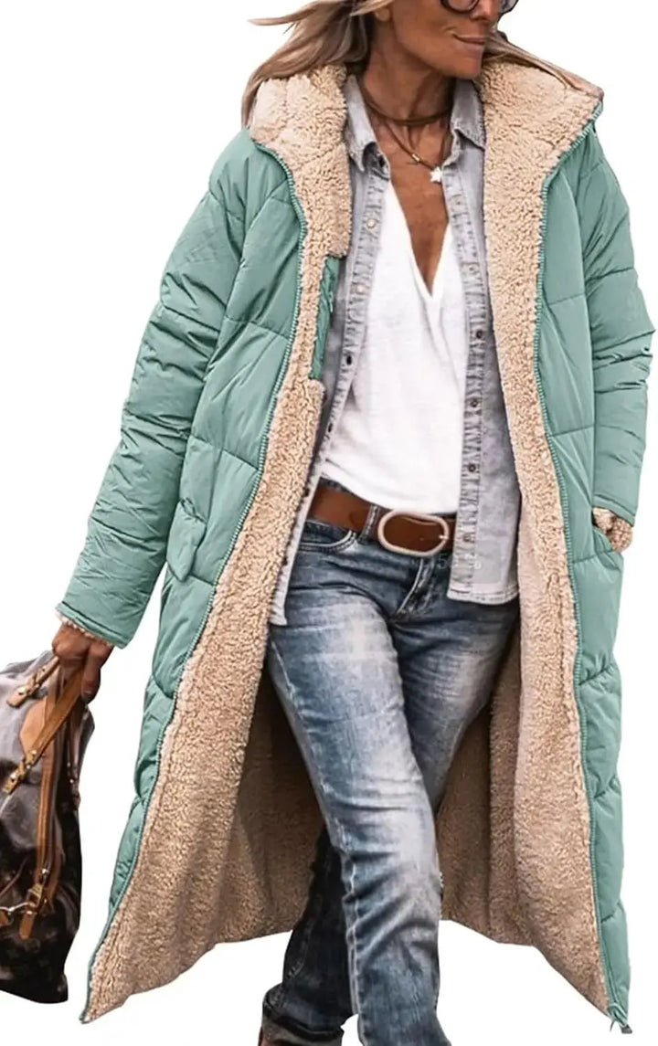 Scarlett | Long Puffer Coat with Fleece Lining and Hood Luvy Boutique