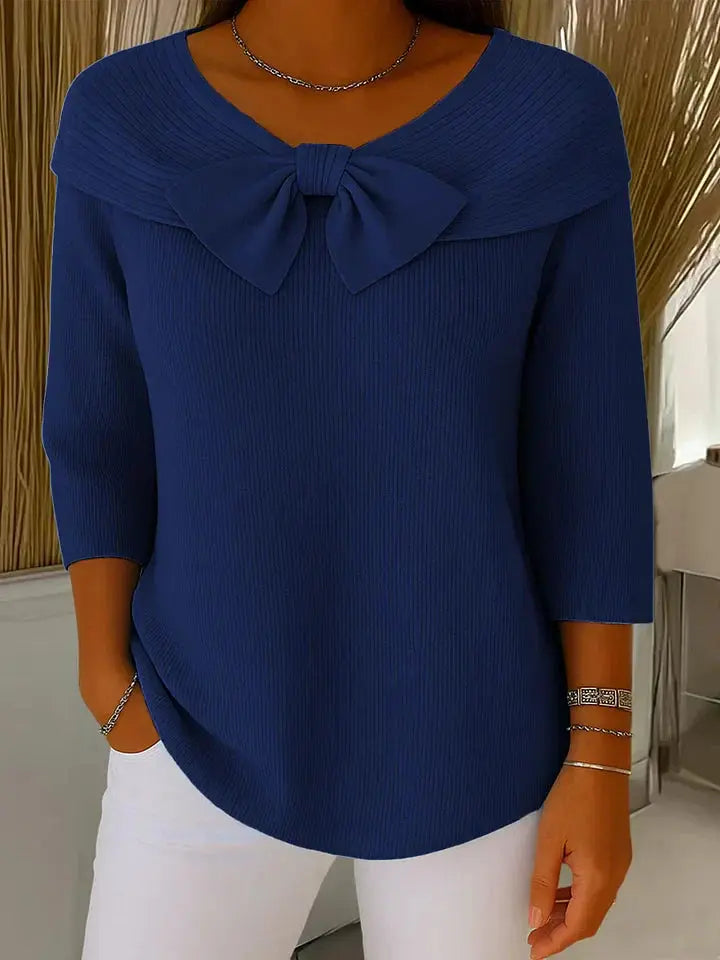 Joanna | Women’s Elegant Bow Detail Knit Sweater Luvy Boutique