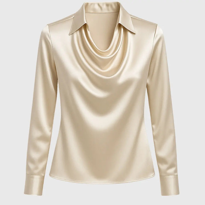 Brooklyn | Women Satin Cowl Neck Long Sleeve Blouse Luvy Boutique