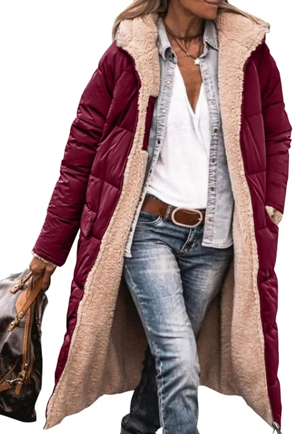 Scarlett | Long Puffer Coat with Fleece Lining and Hood Luvy Boutique
