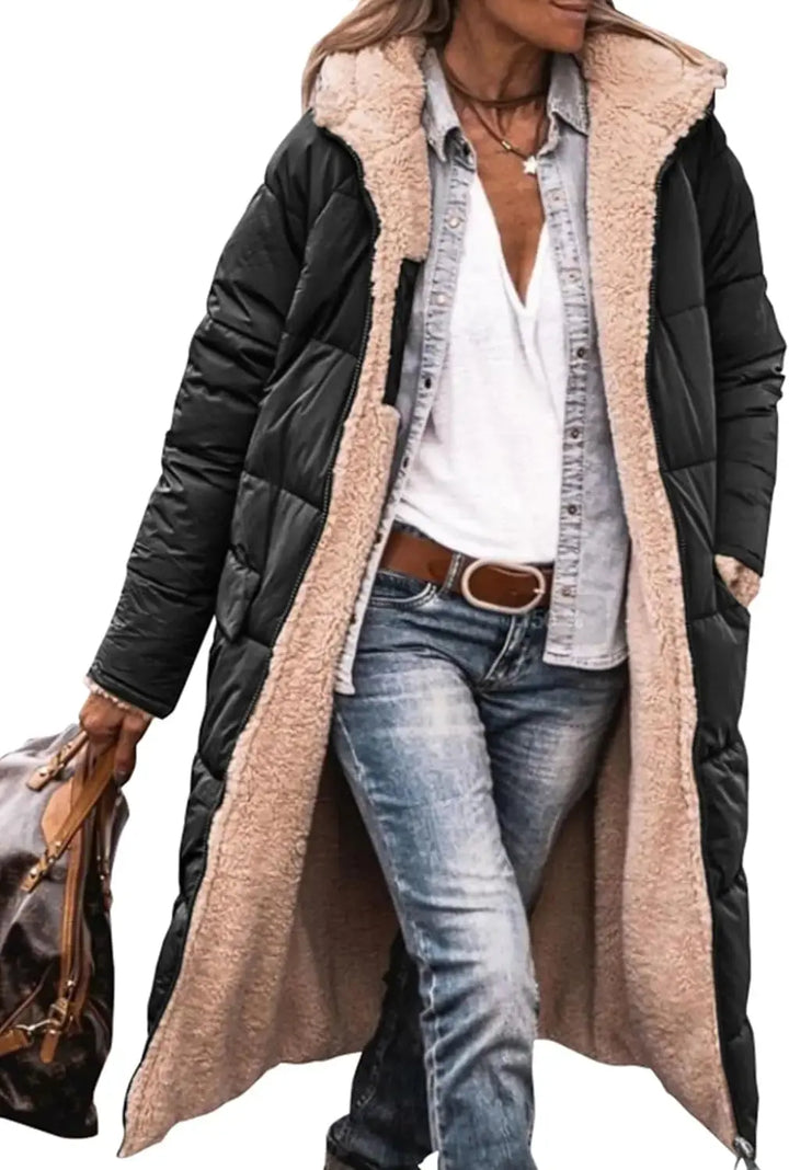 Scarlett | Long Puffer Coat with Fleece Lining and Hood Luvy Boutique