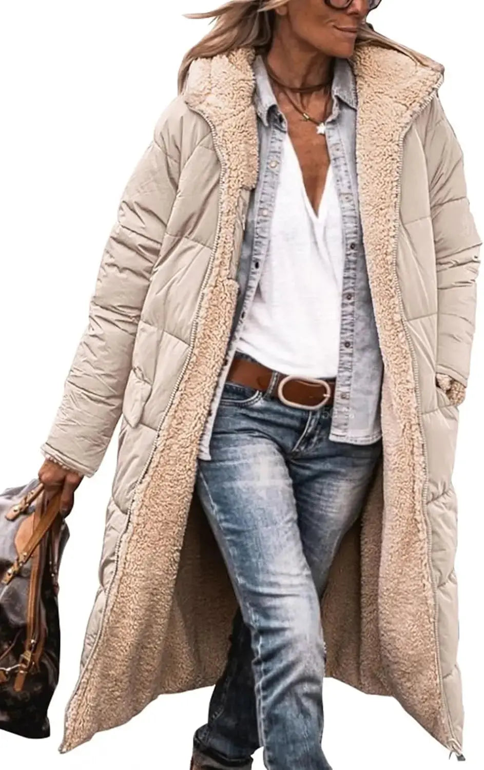 Scarlett | Long Puffer Coat with Fleece Lining and Hood Luvy Boutique