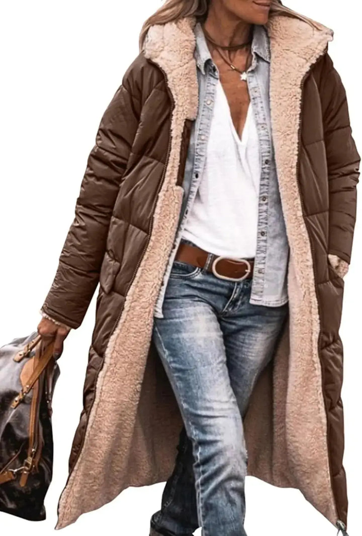 Scarlett | Long Puffer Coat with Fleece Lining and Hood Luvy Boutique