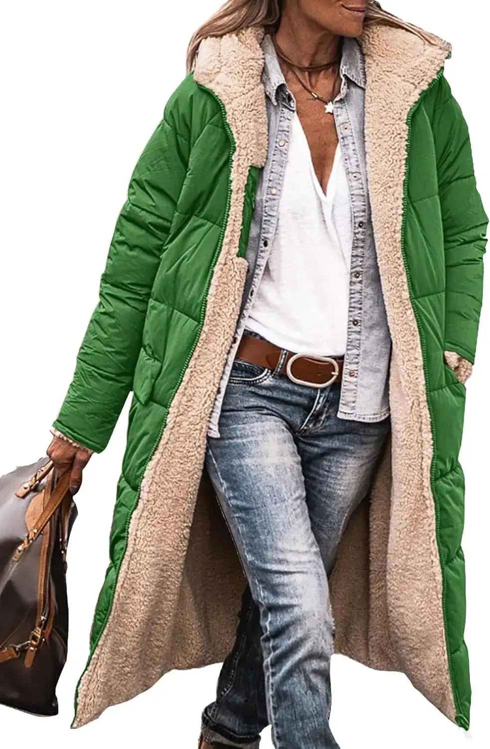 Scarlett | Long Puffer Coat with Fleece Lining and Hood Luvy Boutique