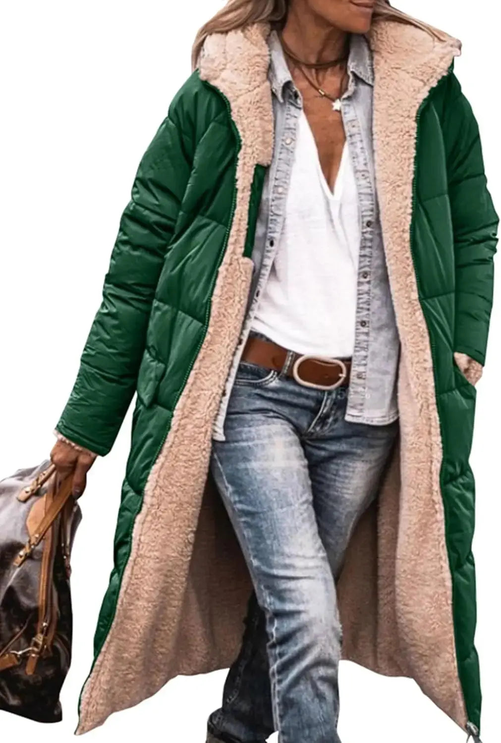 Scarlett | Long Puffer Coat with Fleece Lining and Hood Luvy Boutique