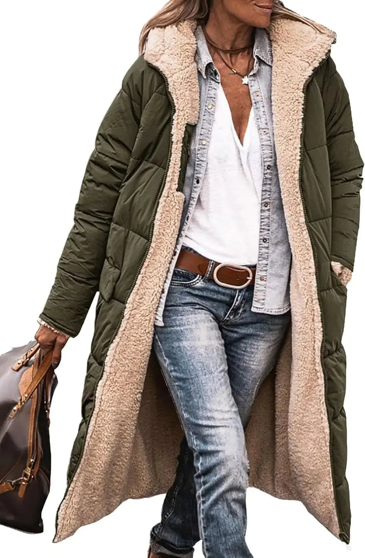 Scarlett | Long Puffer Coat with Fleece Lining and Hood Luvy Boutique