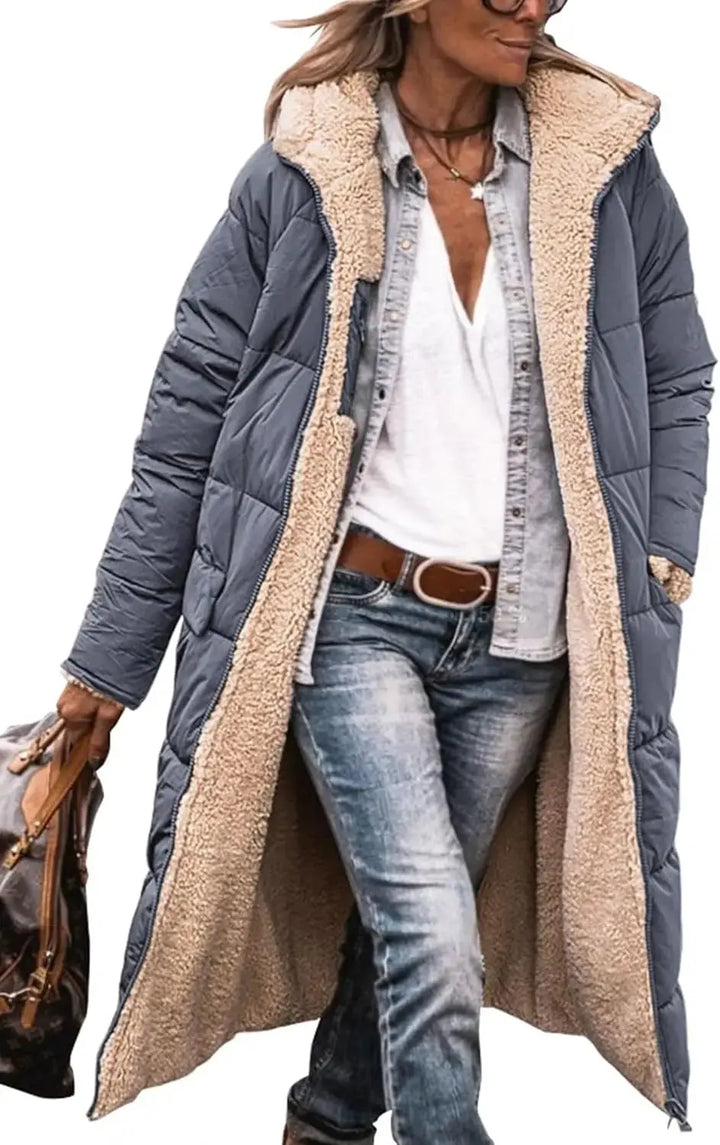 Scarlett | Long Puffer Coat with Fleece Lining and Hood Luvy Boutique