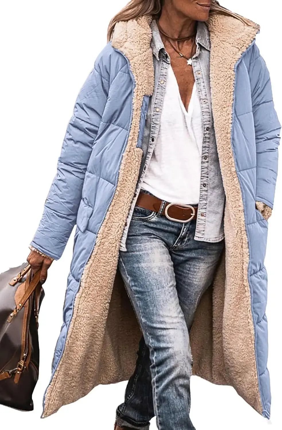 Scarlett | Long Puffer Coat with Fleece Lining and Hood Luvy Boutique