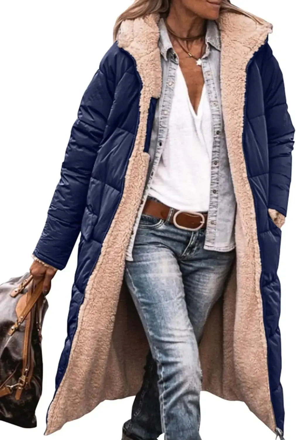 Scarlett | Long Puffer Coat with Fleece Lining and Hood Luvy Boutique