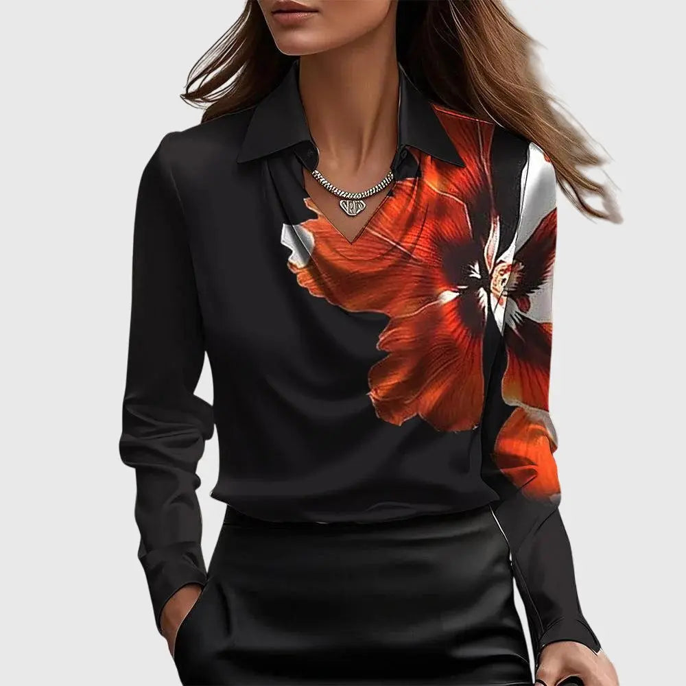 Brooklyn | Women Satin Cowl Neck Long Sleeve Blouse Luvy Boutique