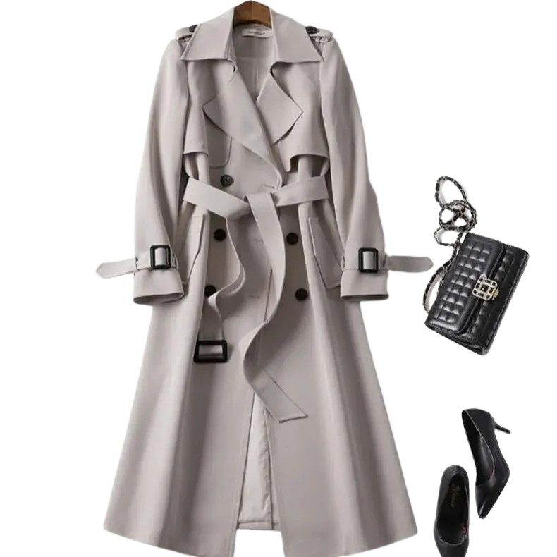 Christai | Women's Long Trench Coat | Buttoned Down Jacket Luvy Boutique