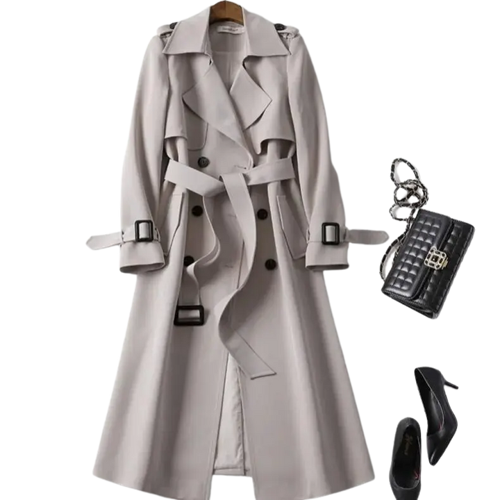 Christai | Women's Long Trench Coat | Buttoned Down Jacket Luvy Boutique