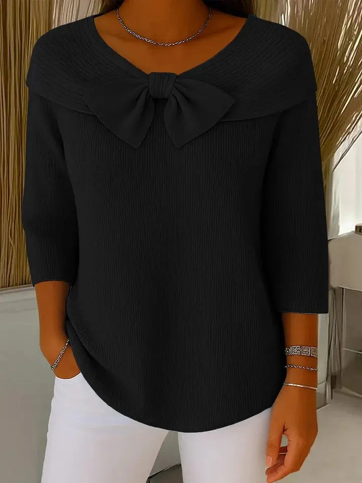 Joanna | Women’s Elegant Bow Detail Knit Sweater Luvy Boutique