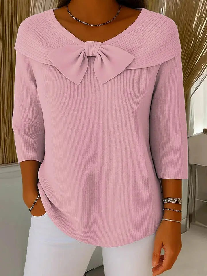 Joanna | Women’s Elegant Bow Detail Knit Sweater Luvy Boutique