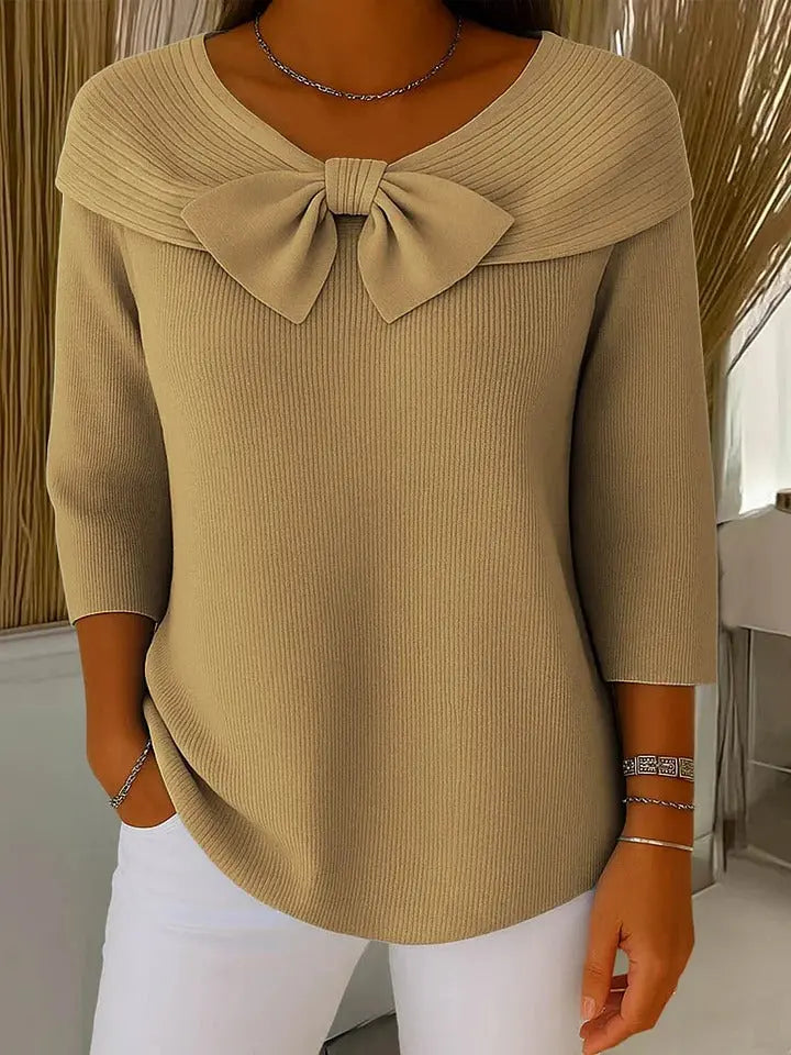 Joanna | Women’s Elegant Bow Detail Knit Sweater Luvy Boutique