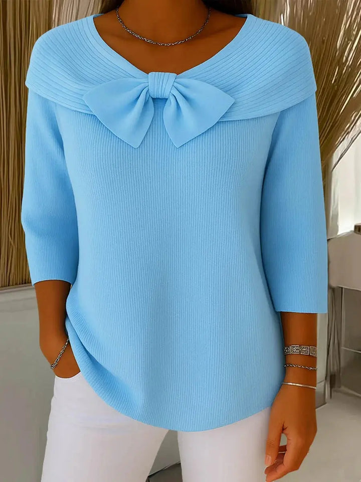 Joanna | Women’s Elegant Bow Detail Knit Sweater Luvy Boutique