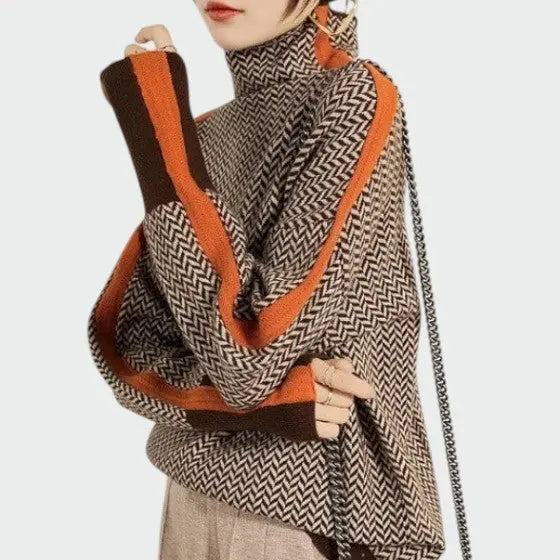 Audrey | Women Pattern Turtleneck Long Sleeve Sweater Luvy Boutique