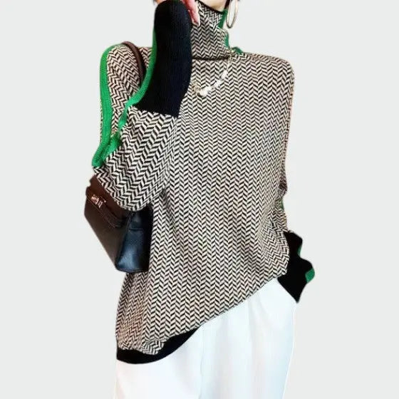 Audrey | Women Pattern Turtleneck Long Sleeve Sweater Luvy Boutique