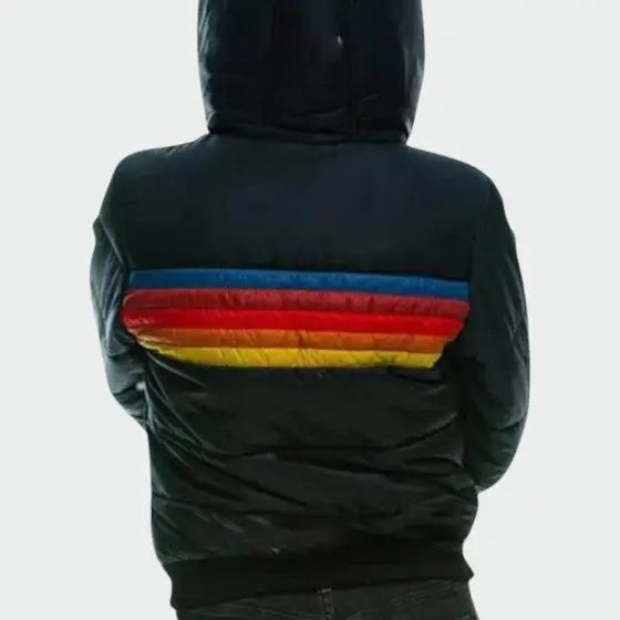 Anna | Women Stripe Zip Front Puffer Jacket Luvy Boutique