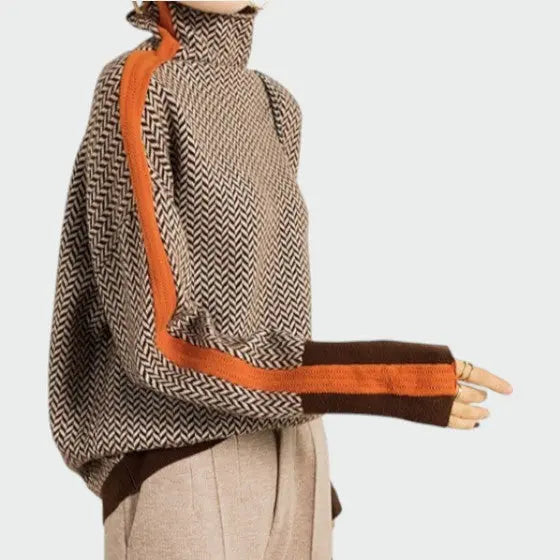 Audrey | Women Pattern Turtleneck Long Sleeve Sweater Luvy Boutique
