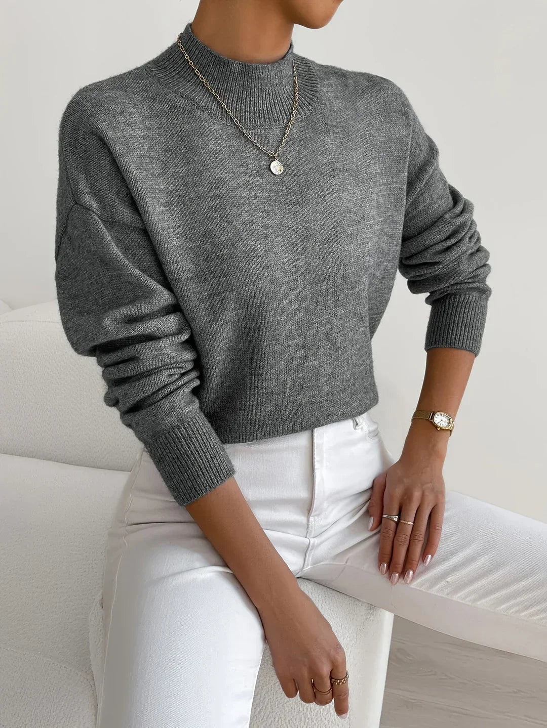 Fiona | Women Elegant Comfortable Relaxed Fit Knit Sweater Luvy Boutique