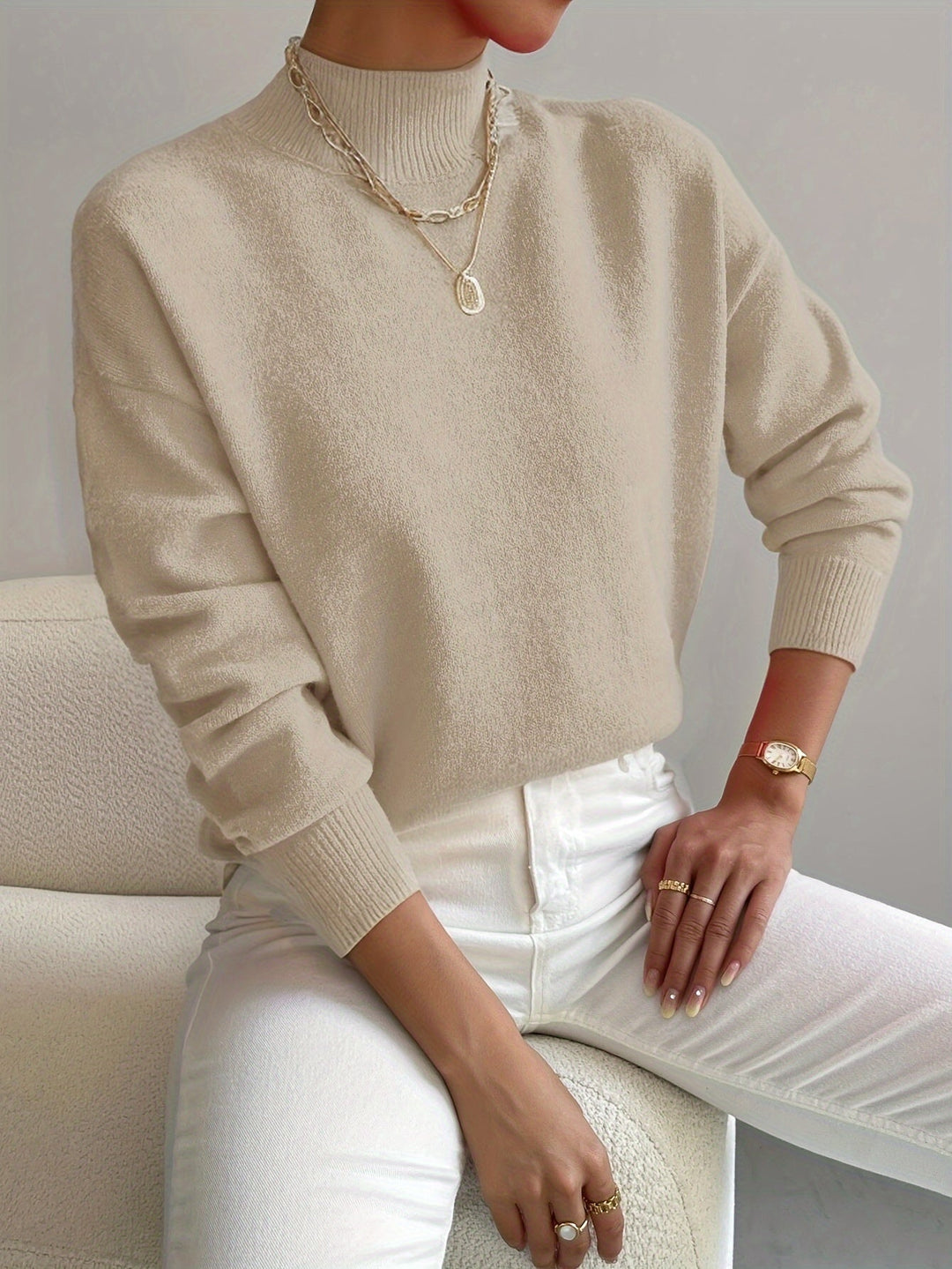 Fiona | Women Elegant Comfortable Relaxed Fit Knit Sweater Luvy Boutique