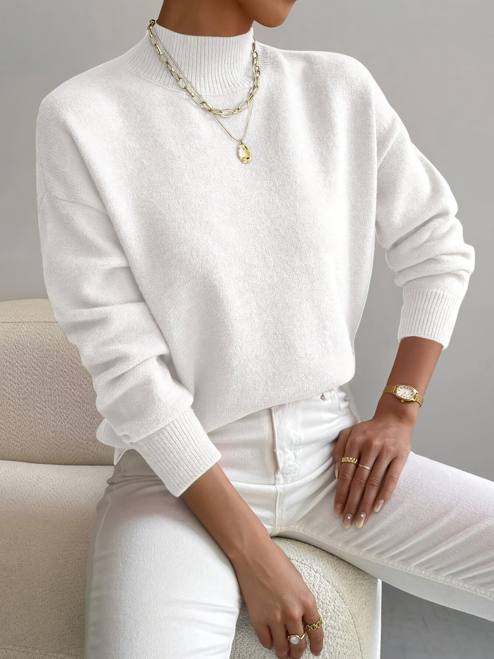 Fiona | Women Elegant Comfortable Relaxed Fit Knit Sweater Luvy Boutique