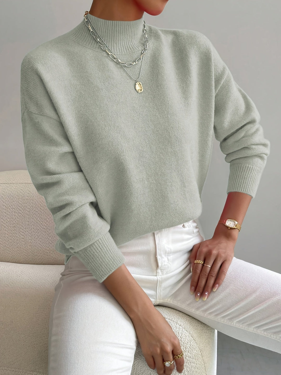 Fiona | Women Elegant Comfortable Relaxed Fit Knit Sweater Luvy Boutique