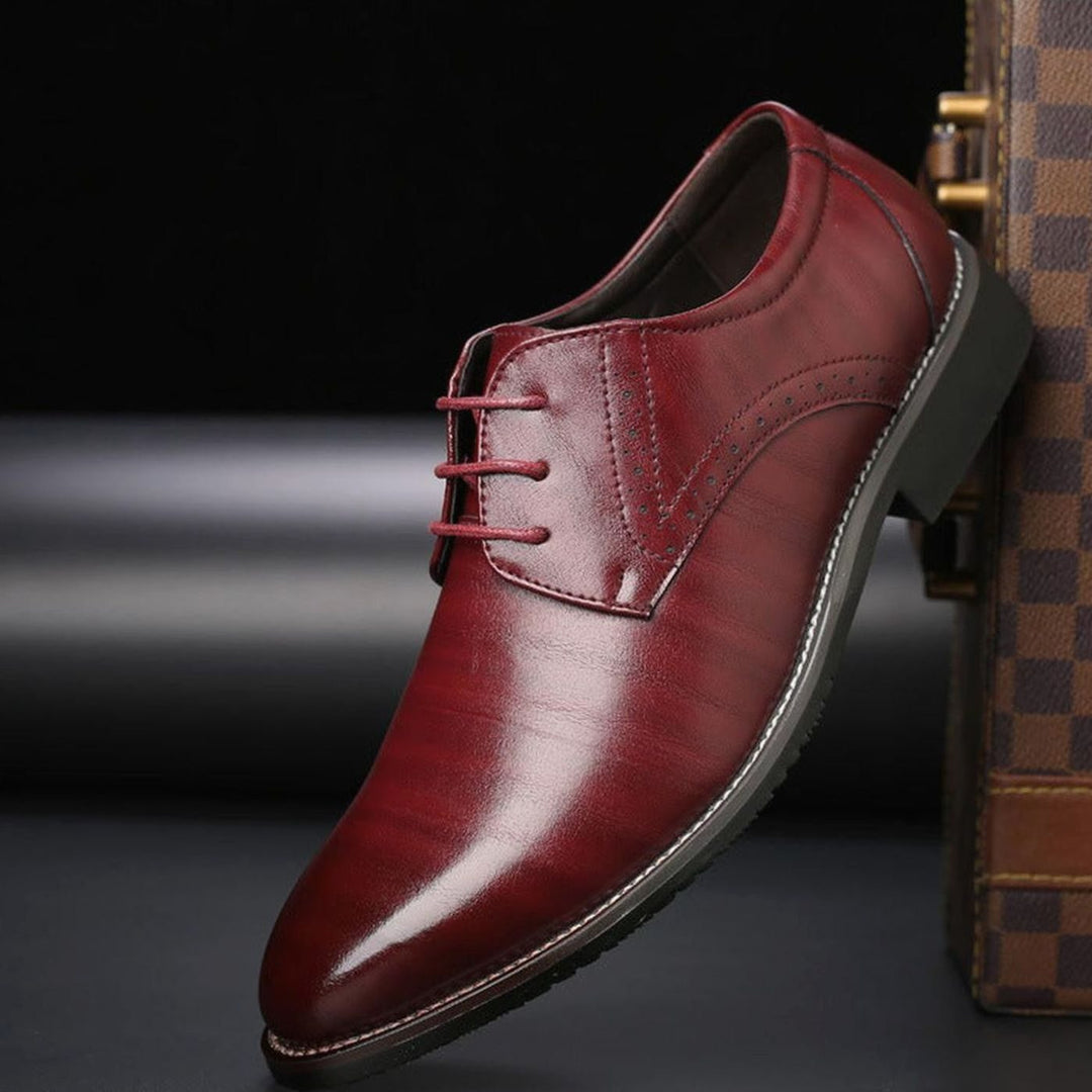 Men's Brogue-Detail Lace-Up Leather Dress Shoes