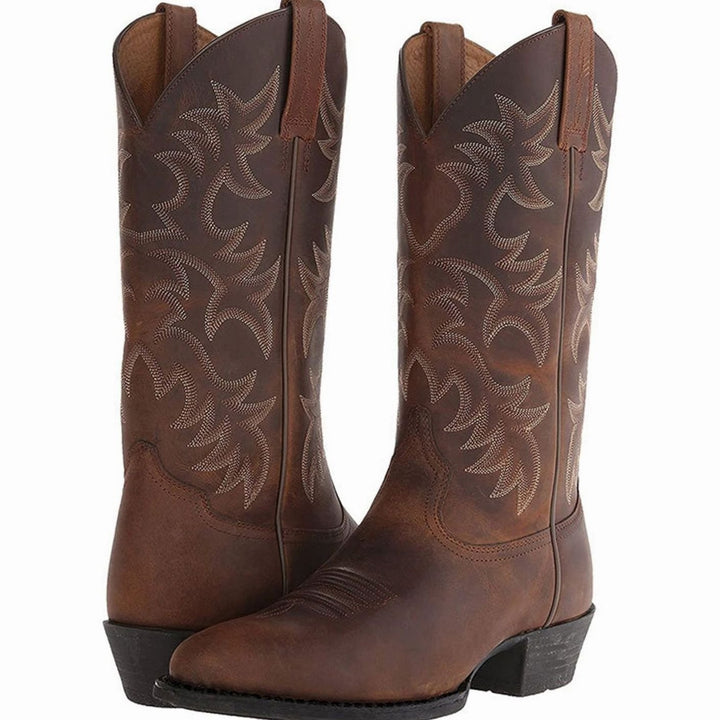 Men's Classic Western Cowboy Boots Tall Shaft Pull-On - Brown