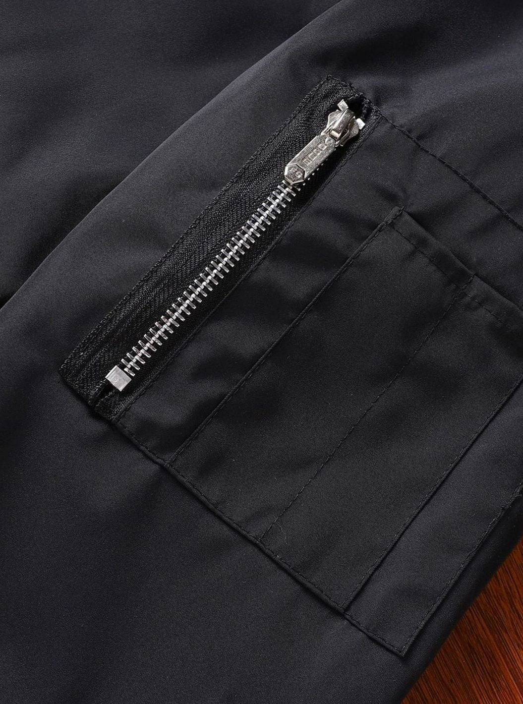 Men's Classic Zip-Up Bomber Jacket Ribbed Collar Cuffs