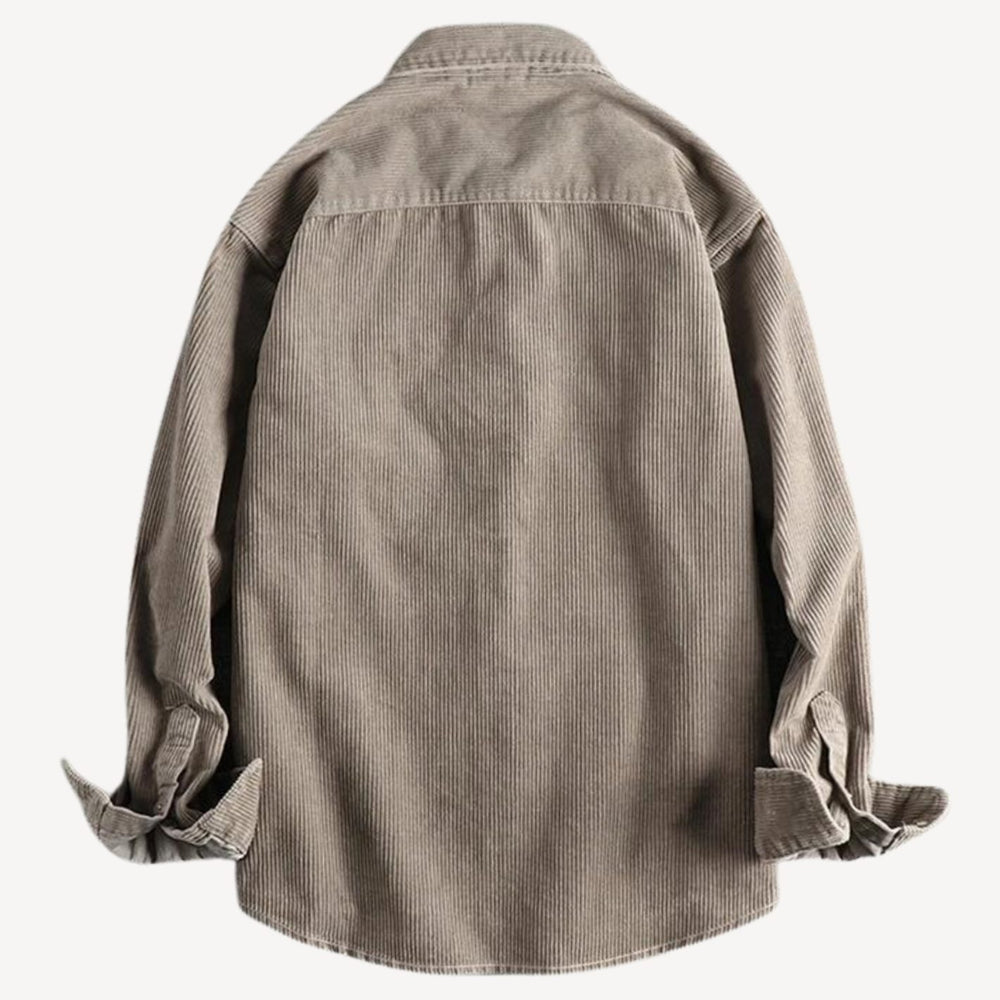 Men's Corduroy Long Sleeve Shirt Relaxed-Fit Button-Up Chest Pocket