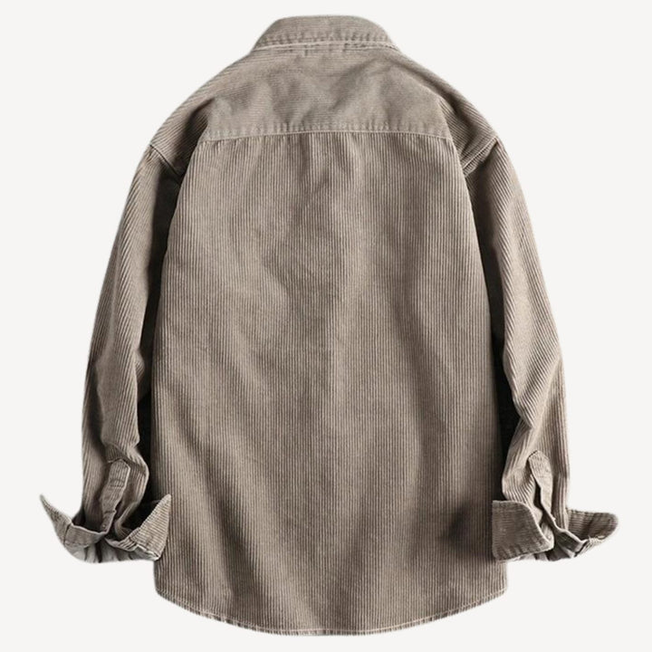 Men's Corduroy Long Sleeve Shirt Relaxed-Fit Button-Up Chest Pocket