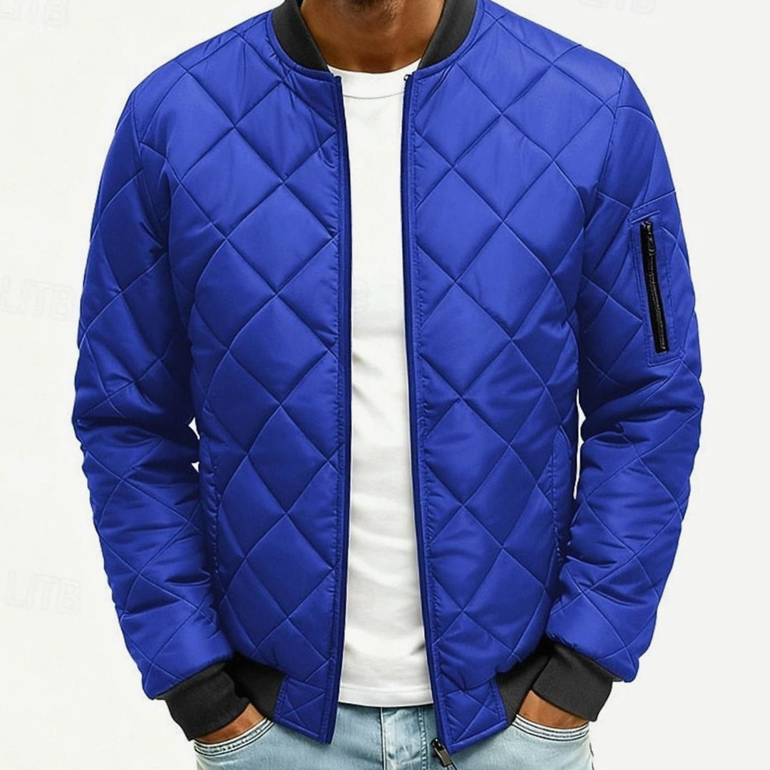 Men's Diamond Quilted Bomber Jacket Full-Zip - Royal Blue