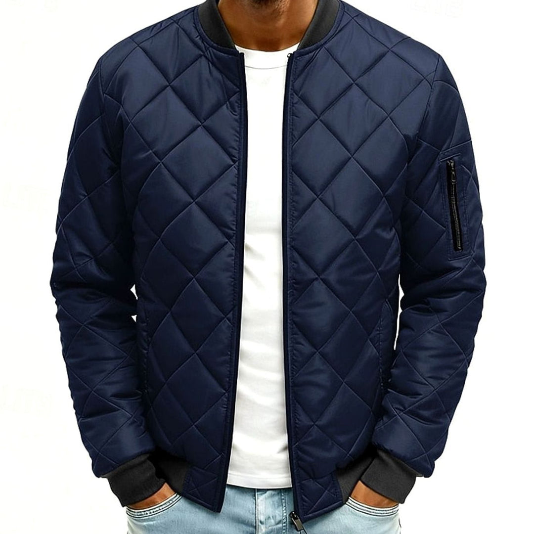 Men's Diamond Quilted Bomber Jacket Full-Zip - Navy Blue