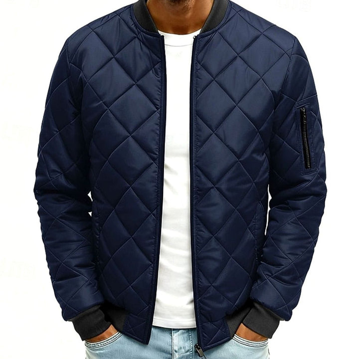 Men's Diamond Quilted Bomber Jacket Full-Zip - Navy Blue