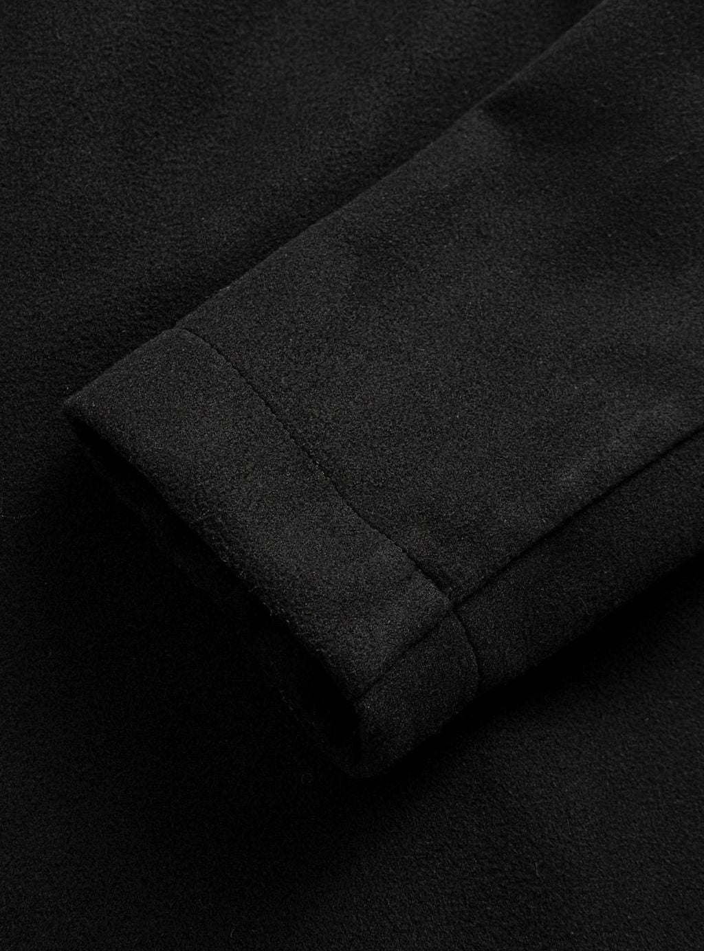 Men's Double-Breasted Tailored Wool Overcoat, Black