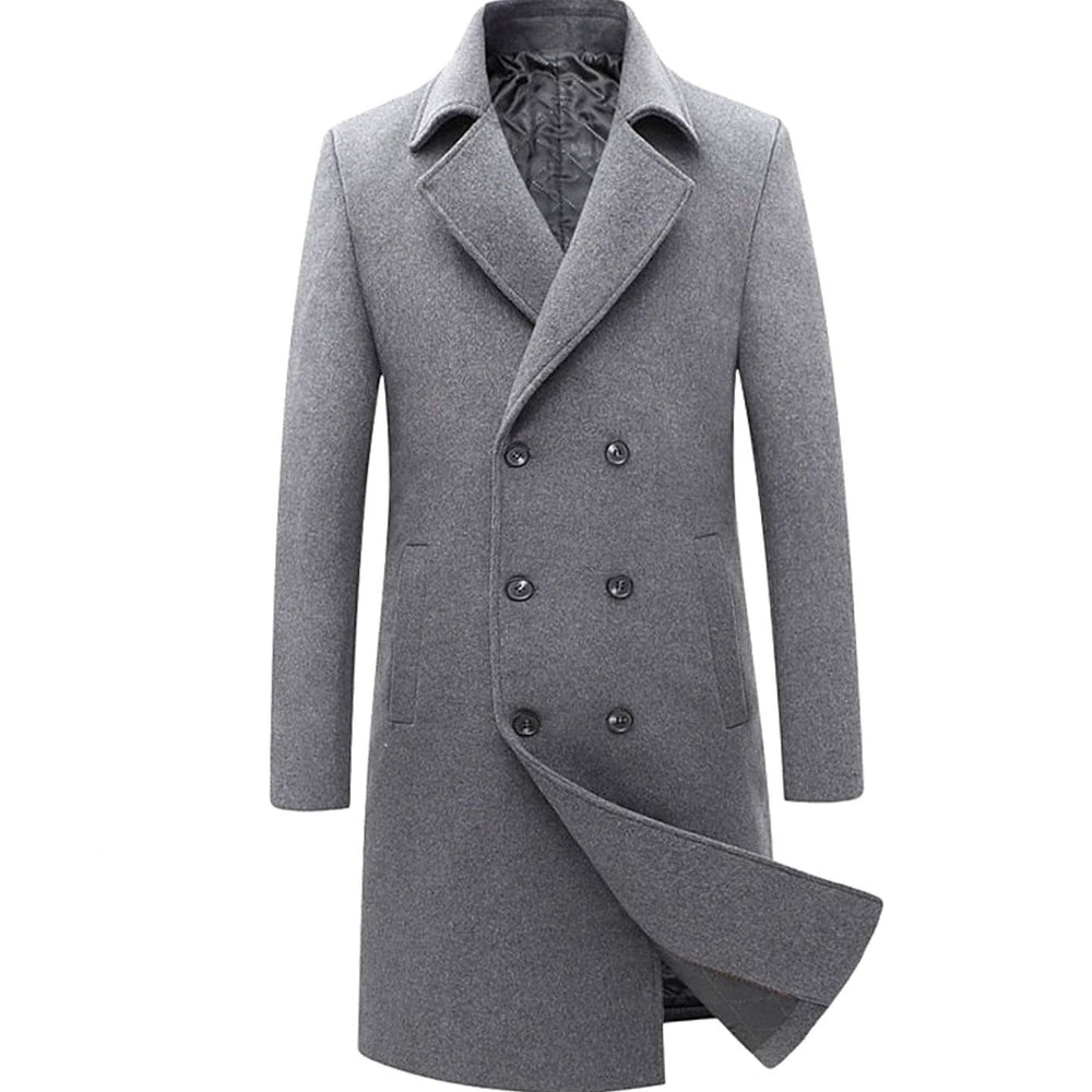 Men's Double-Breasted Wool Overcoat Tailored Long Winter Coat