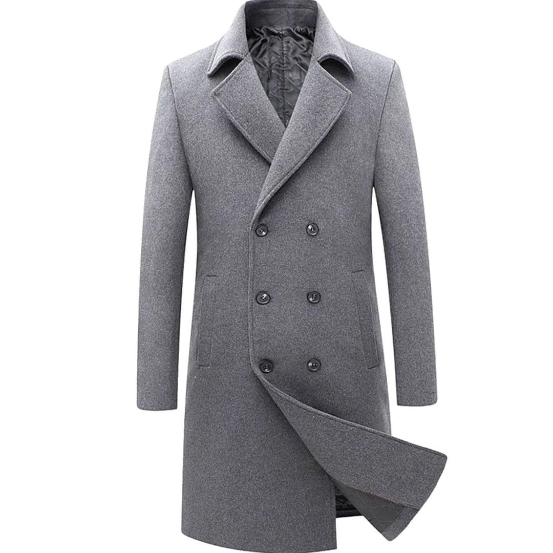 Men's Double-Breasted Wool Overcoat Tailored Long Winter Coat