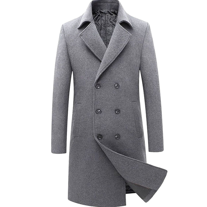 Men's Double-Breasted Wool Overcoat Tailored Long Winter Coat
